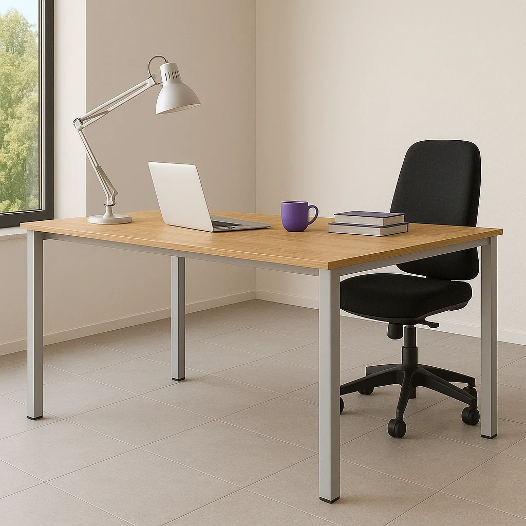 Kancelársky stôl s kovovými nohami v modernom interiéri