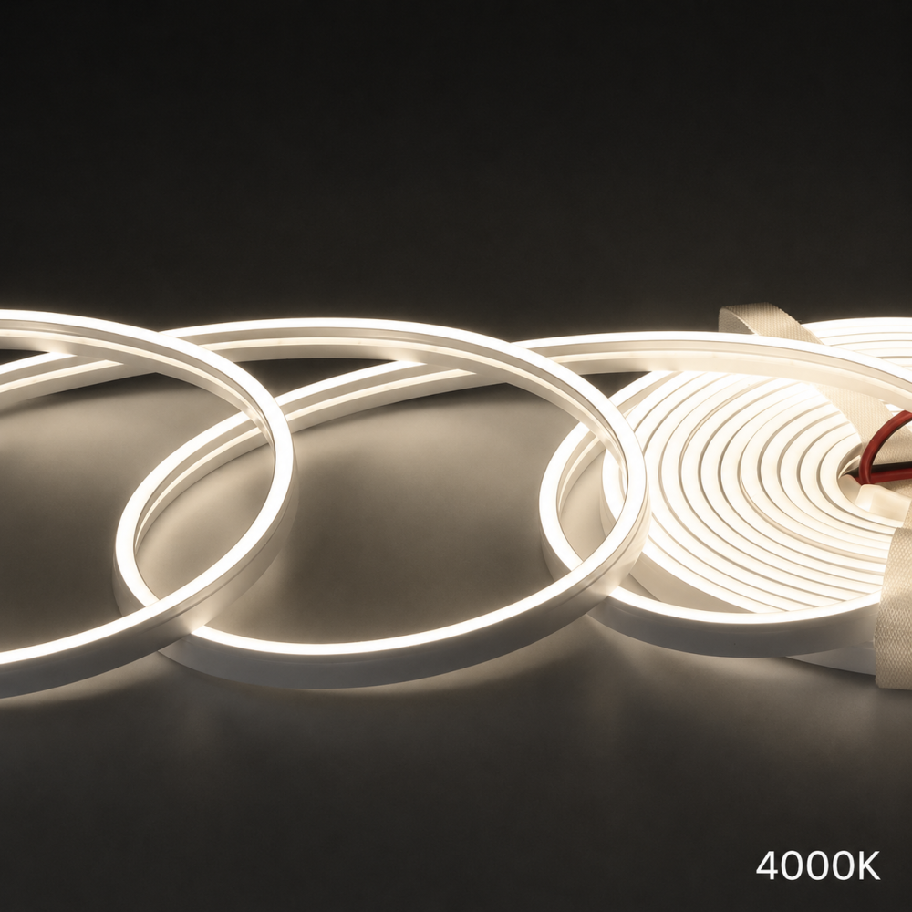 LED pásik NEON FLEX biele svetlo neutrálne / 12V / 6,2W / 5m / MINI spojka pre rýchle zapojenie