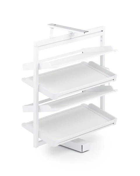 Otočný kôš na topánky 4-policový 790-990mm biely