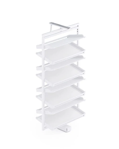 Otočný kôš na topánky 8-policový 1350-1550mm biely