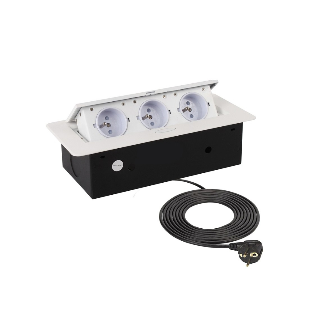 Zásuvka výklopná KOMBI / 3x zásuvka / biela matná