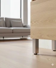 Hlin�kov� pevn� n�bytkov� no�i�ka 40x40 mm namontovan� pod skrinkou, detail kontaktu s podlahou