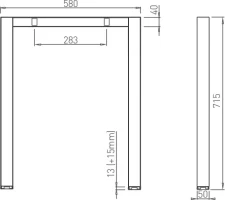 Kancel�rska podno� HUBO �ierna 1600 / 600 mm - technick� n�kres, rozmery