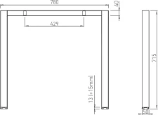 Kancel�rska podno� HUBO �ierna 1600 / 800 mm - technick� n�kres, rozmery