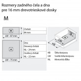 Rozmery zadnho ela a dna zsuvky Blum antaro